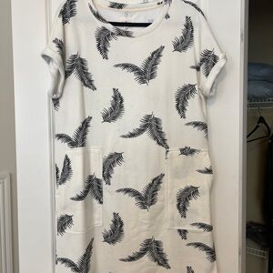 Lou & Grey Cream Dress with Black Palm Print